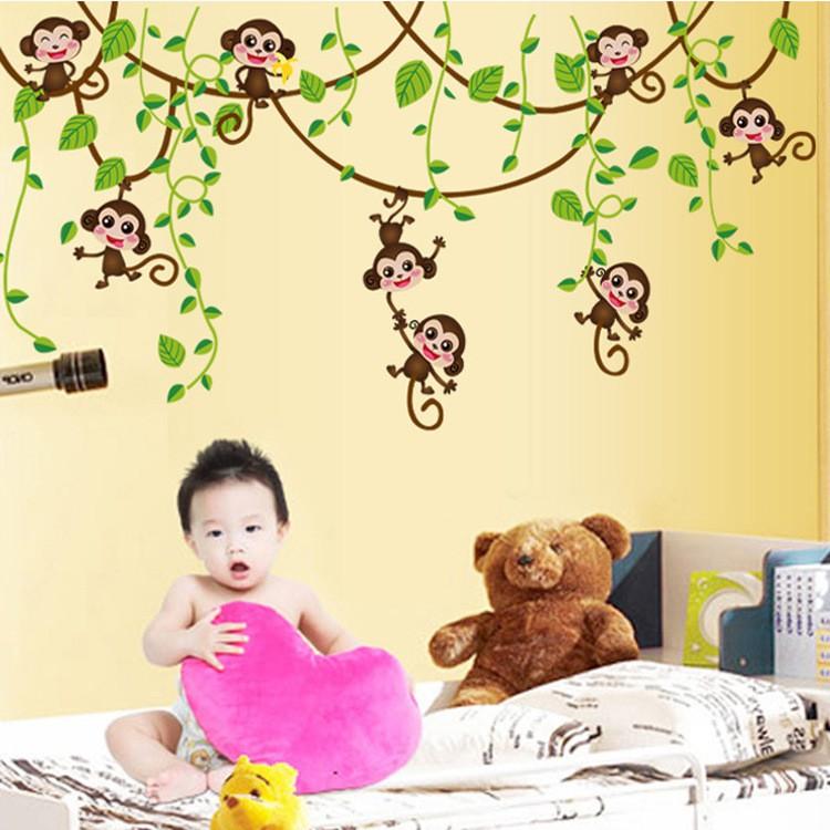 Sticker Decal dán tường Khỉ dây leo  AY7247