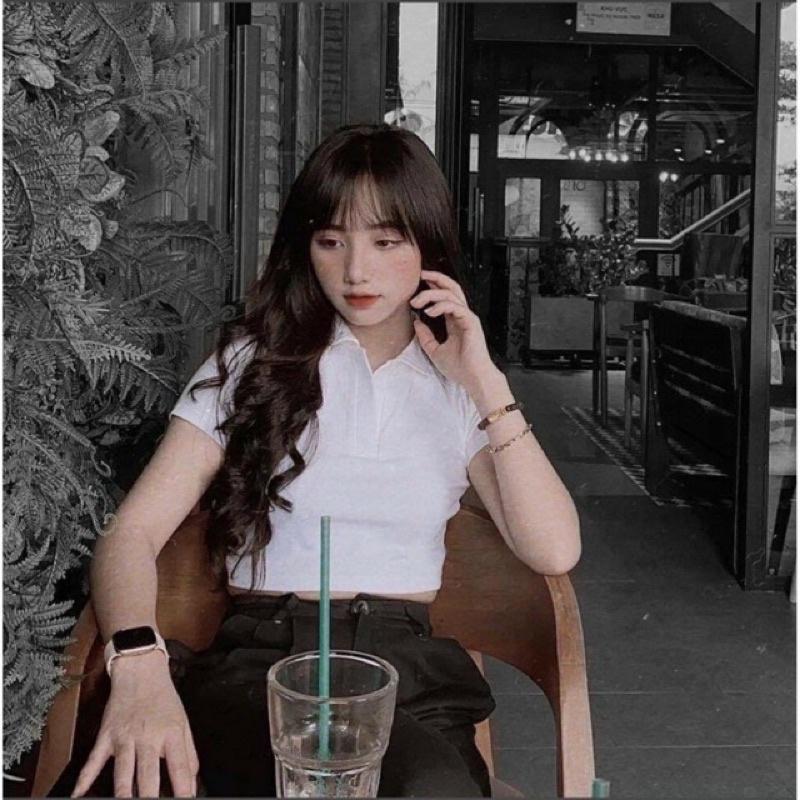 áo croptop rip cổ bẻ - freesize dưới 55kg - Carotshop - CRS