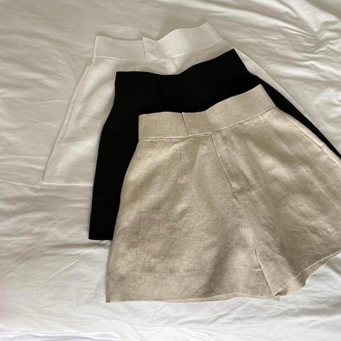 Quần sóc nữ Linen Premium cạp cao ống rộng dáng váy trẻ trung ArcticHunter, có 3 màu lựa chọn