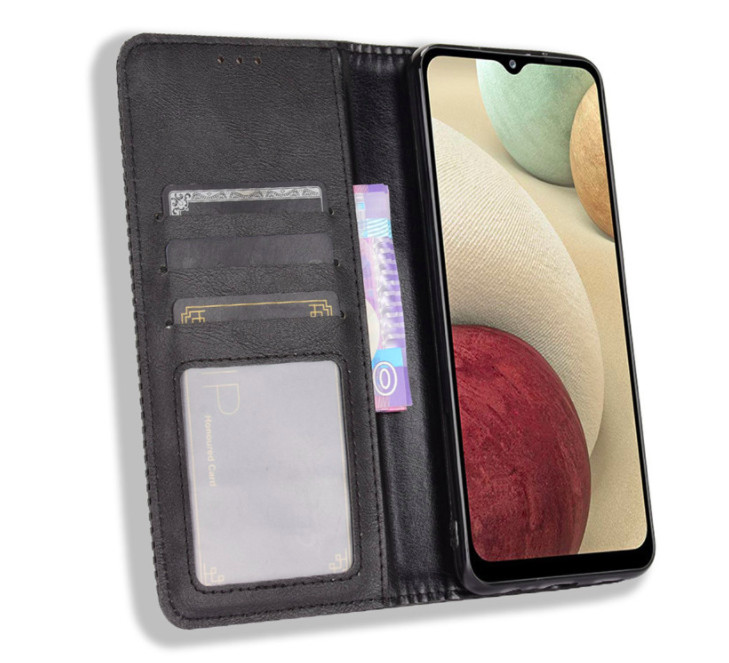 Bao da dành cho Samsung Galaxy A12 Flip Wallet Leather dạng ví đa năng siêu bền siêu êm