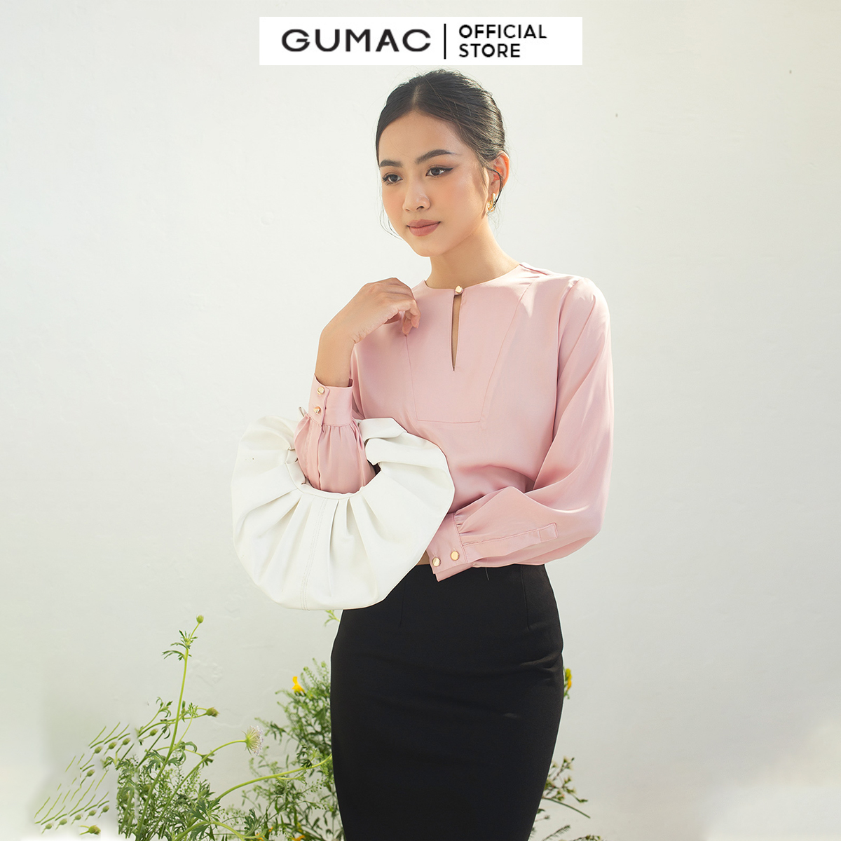 Chân váy nữ GUMAC VC03009 dáng ôm phối nút thời trang công sở