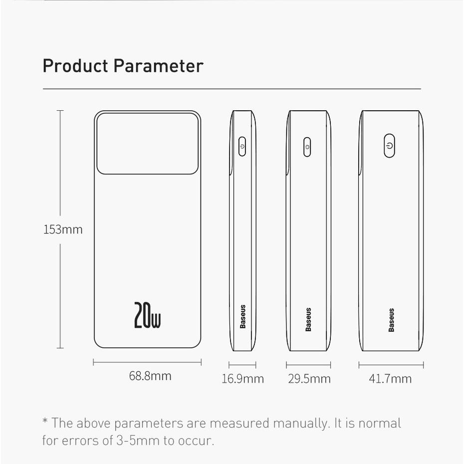 Pin sạc dự phòng Baseus Bipow Digital Display Power Bank (15W USB*2+Type C , LED Display, 2 Way Fast charge )- Hàng chính hãng.