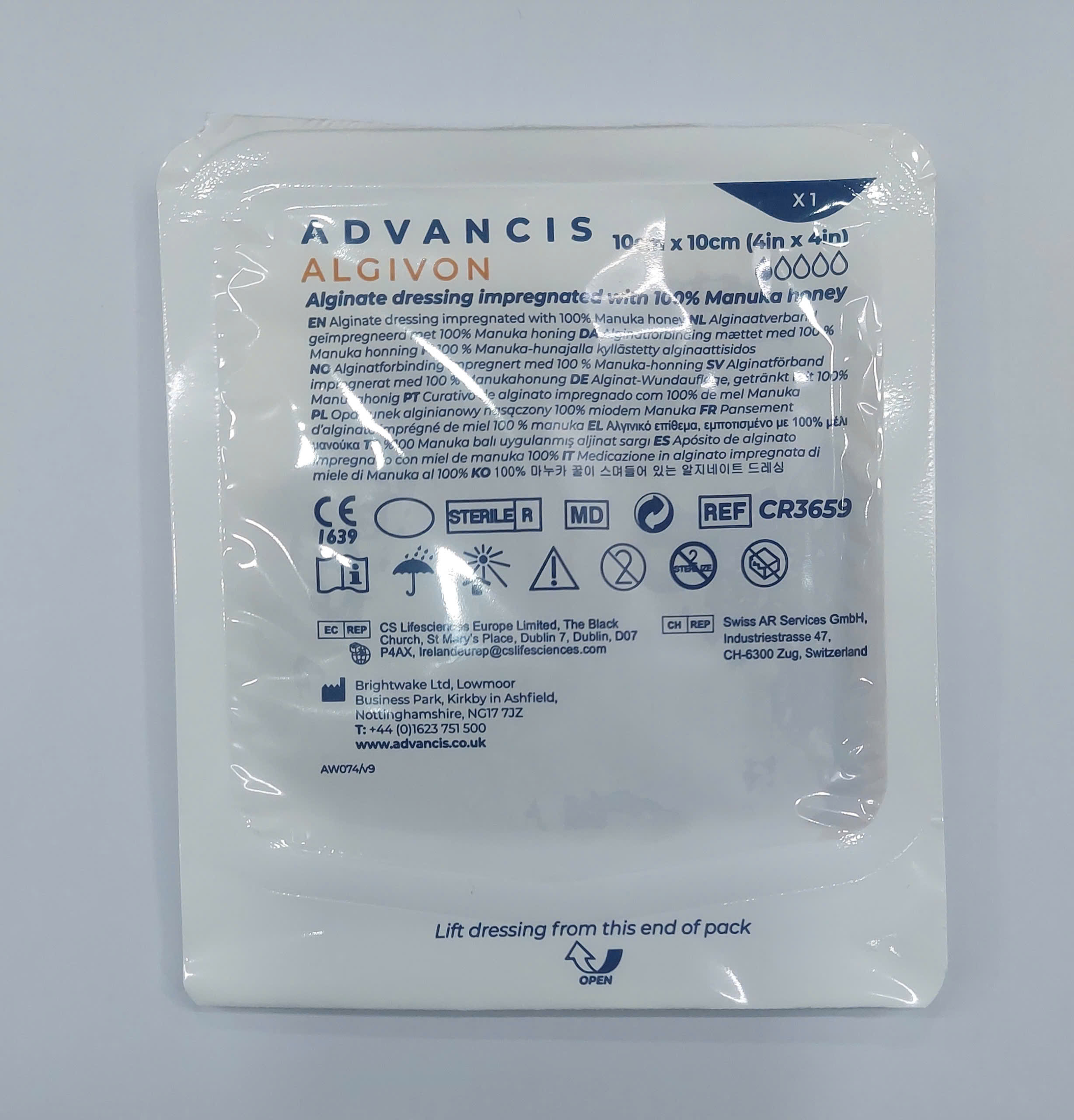 Gạc tẩm mật ong Manuka chăm sóc vết thương nhiễm khuẩn - Algivon