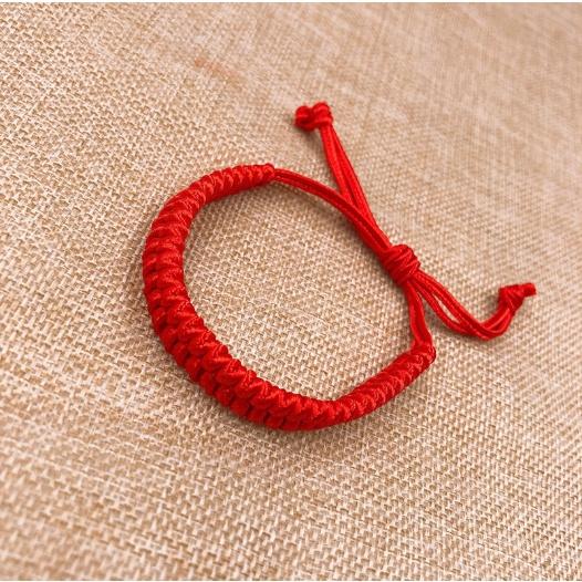 Vòng tay sợi chỉ đeo tay dây màu đỏ may mắn dây lụa xoắn, trang sức xinh xắn