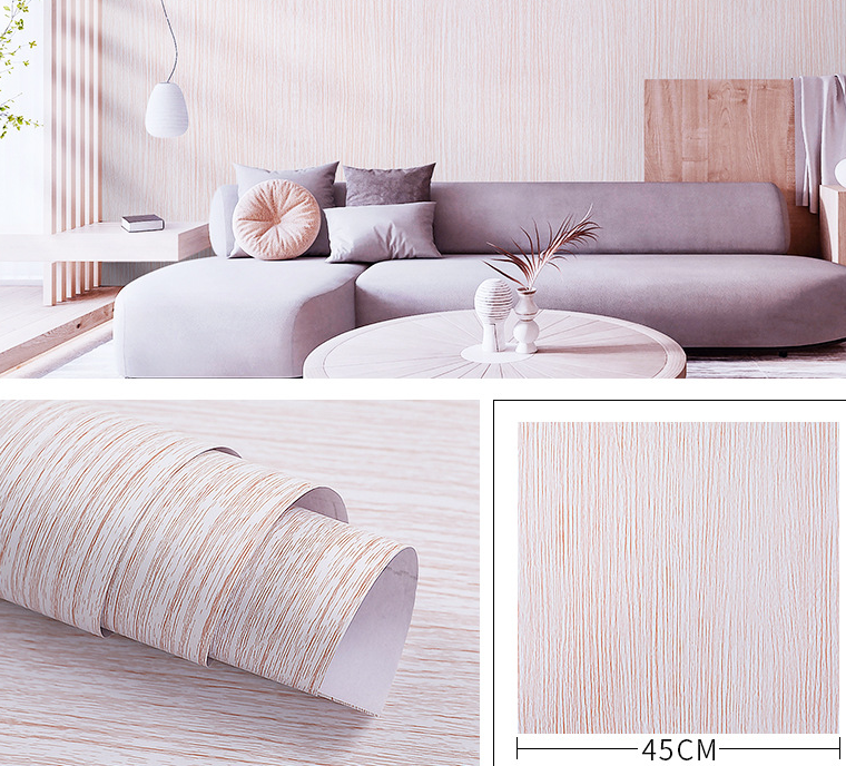 Combo 10 mét giấy dán tường, decal dán tường trang trí nhà cửa VÁN MÀU NHẠT khổ 45cm