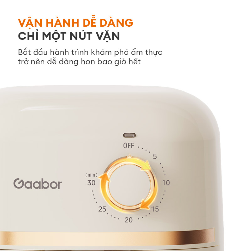 Nồi chiên không dầu GAABOR AF20M-YE01A dung tích 2L công suất 900W nóng nhanh, nhỏ gọn, xịn xò - Hàng chính hãng