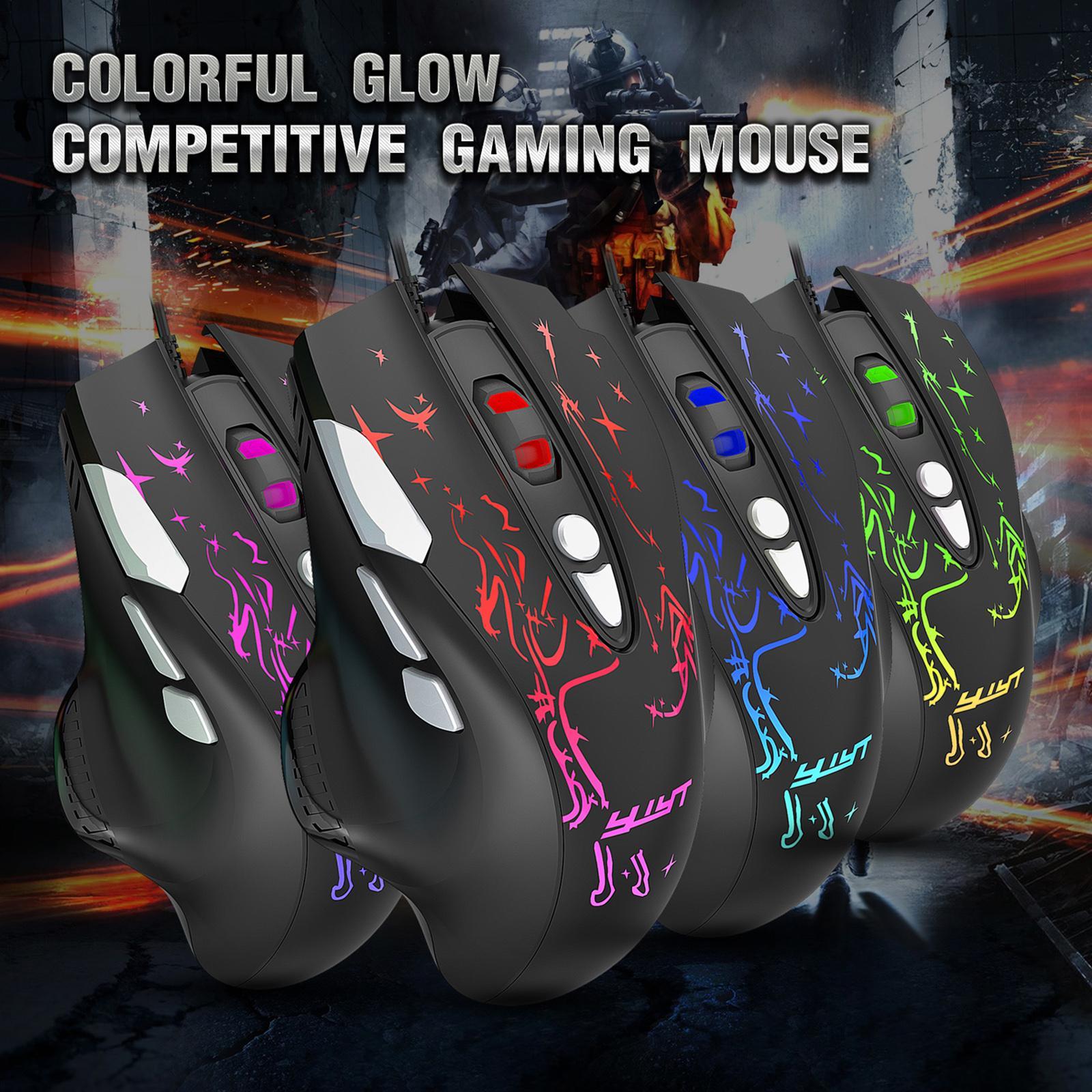 RGB Wired Gaming Mouse 6400 DPI Adjustable Optical Mice for Home Office