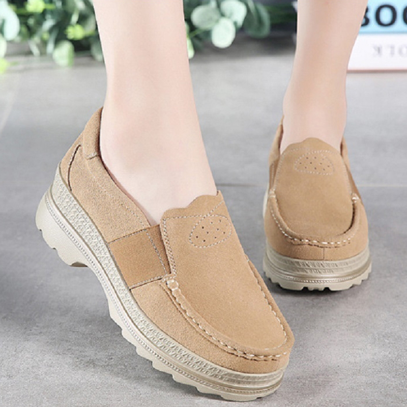 Women's Casual Platform Shoes Waterproof Suede Heighten Boat Shoes