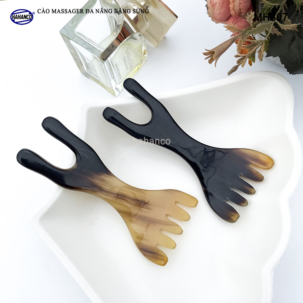 Cào Mát Xa Kinh Tuyến Đa Năng Bằng Sừng HAHANCO Thúc Đẩy Da Đầu Lưu Thông Máu - MH307