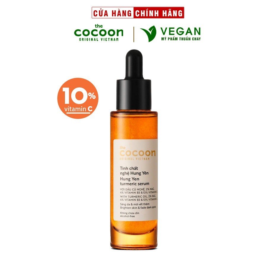 Tinh chất nghệ Hưng Yên 10% Vitamin C cocoon 30ml (turmeric serum) thuần chay