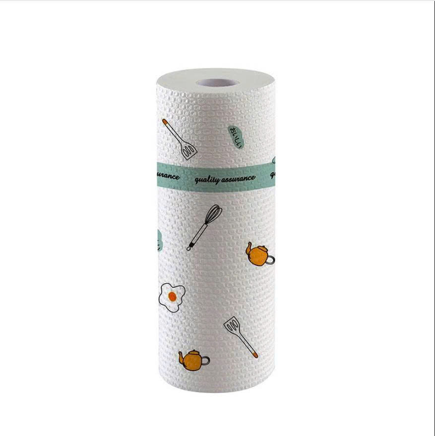 Giấy lau nhà bếp đa năng 50 tờ, Cuộn giấy lau bếp siêu dai giặt tái sử dụng được, Cọc gỗ để cuộn giấy