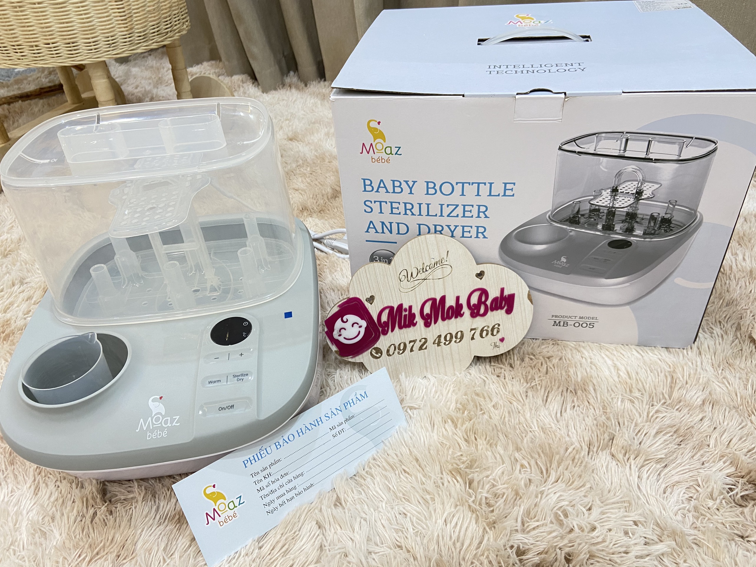 Máy tiệt trùng sấy khô hâm sữa Moaz bebe MB005, hàng chính hãng bảo hành 12 tháng