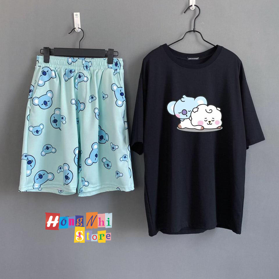 Quần Short Cartoon Unisex Màu Xanh - Quần Đùi Hoạt Hình Siêu Cute - MM