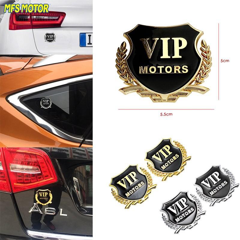 Bộ 02 decal Huy hiệu VIP bông lúa gắn ô tô trang trí