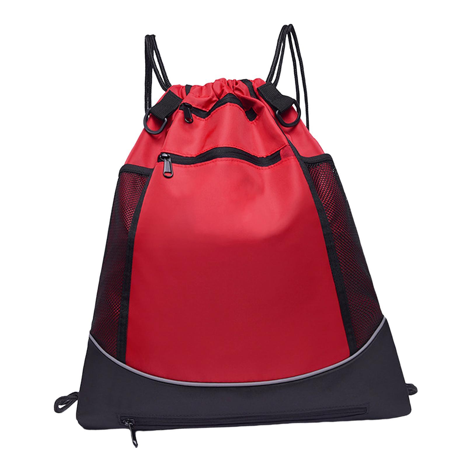 Drawstring Backpack Sports Gym with Mesh Pockets Water Resistant String Bag for Women Men Children