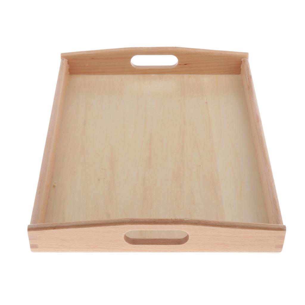 3 Pieces Montessori Teaching Aids Beech Wooden Tray with Small Hole S/ M /L