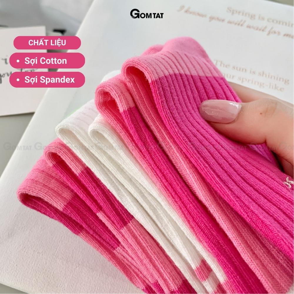 Tất nữ cổ cao GOMTAT tone màu hồng, chất liệu cotton nhẹ mềm mại thấm hút thoáng khí -CAOHONG-PO-3026-1DOI