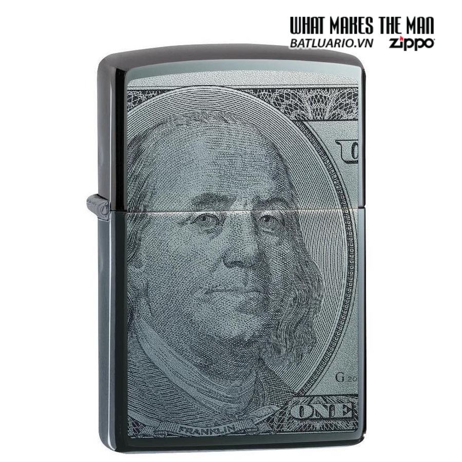 Bật Lửa Zippo 49025 – Zippo Hundred Dollar Bill Black Ice