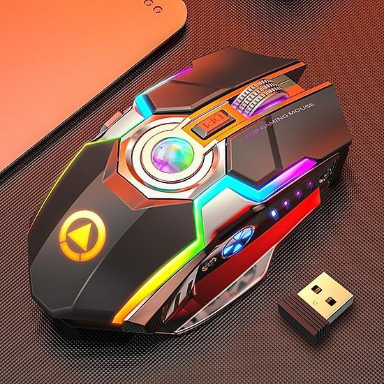 Chuột A5 Không Dây Chơi Game Sạc Pin Im Lặng Ergonomic 7 Phím Đèn Nền RGB 1600 DPI