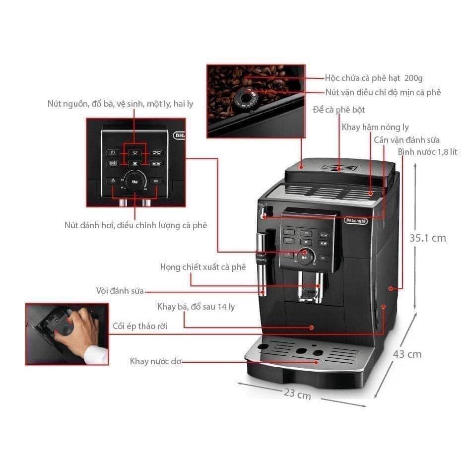 Máy Pha Cà Phê Tự Động DELONGHI ECAM 25.120.B, Delonghi Coffee Maker, Máy Pha Cafe, Espresso, Cappuccino, 15 Bar,