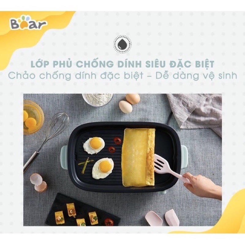 Nồi điện đa năng ăn lẩu, nướng, làm bánh Bear DKL-D12Z4 (3 khay nướng đi kèm)