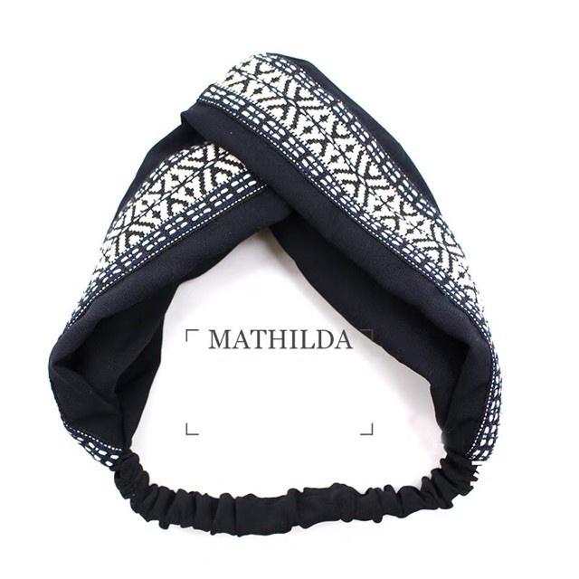 Bờm tóc bohemian Turban thổ cẩm thêu