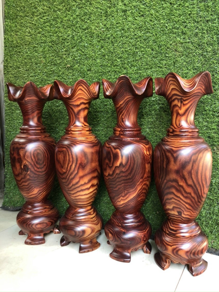 CẶP LỤC BÌNH PHONG THỦY HÚT TÀI LỘC BẰNG GỖ TRẮC ĐẸP LONG LANH KT 50×15CM