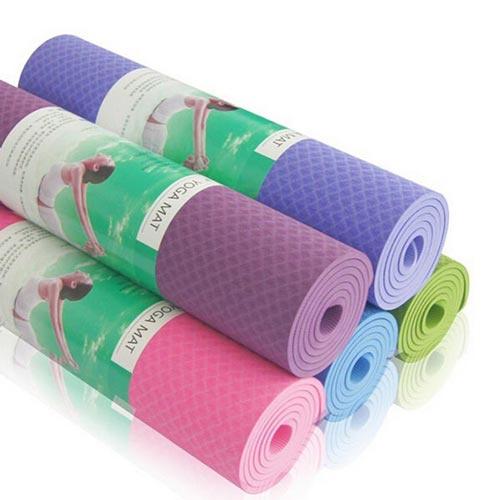 Thảm Yoga, Gym, Fitness Cao Cấp dày 6mm TPE Hàn Quốc(Tặng Kèm Túi Đựng Và Dây Buộc Thảm Sang Trọng) Kèm ảnh thật