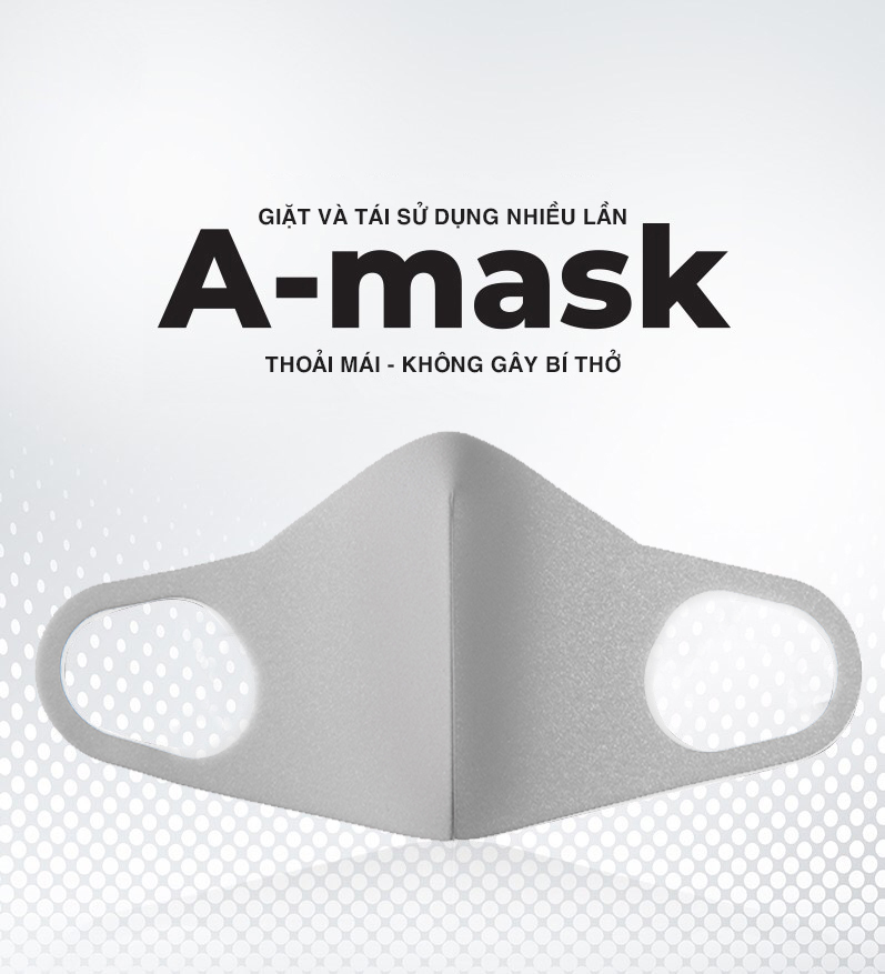 Combo 3 cái Khẩu Trang Amask 3D - Kháng Khuẩn - Chống Bụi Mịn - Tái Sử Dụng Nhiều Lần (MÀU XÁM KEM)