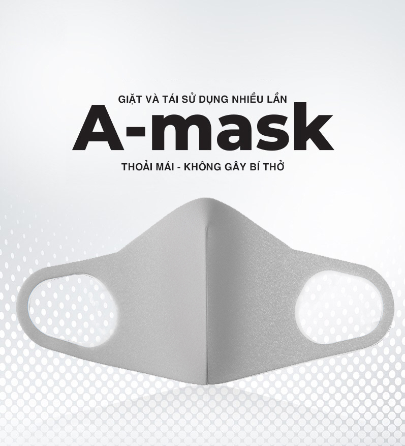 Combo 3 cái Khẩu Trang Amask 3D - Kháng Khuẩn - Chống Bụi Mịn - Tái Sử Dụng Nhiều Lần