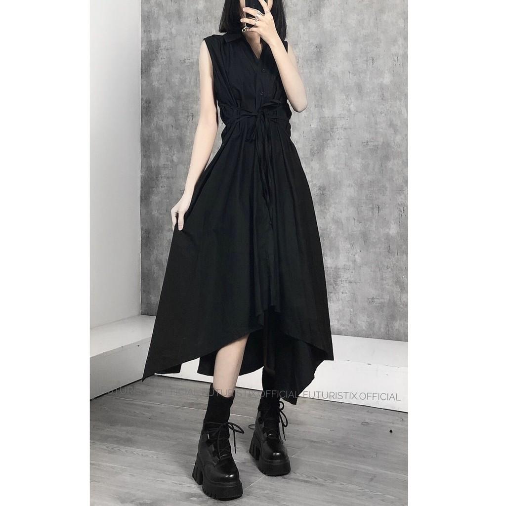 Váy Sơ Mi Dáng Dài AK077 Mix Giày Đế Cao Cổ Da Lộn G091