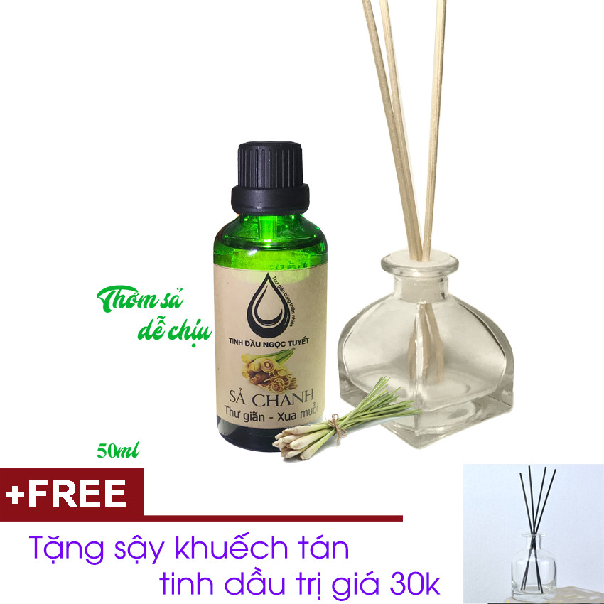 Combo tinh dầu sả chanh 30ml CỘNG lọ sậy khuếch tán Ngọc Tuyết TẶNG sậy khuếch tán tinh dầu