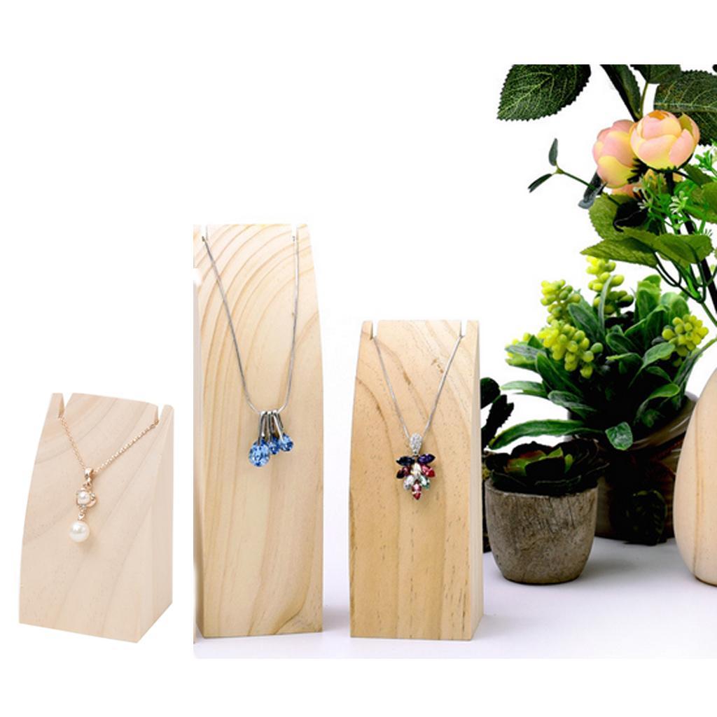 Natural Wood Necklace Chain Display Stand Organizer Holder Rack 10x6x5cm