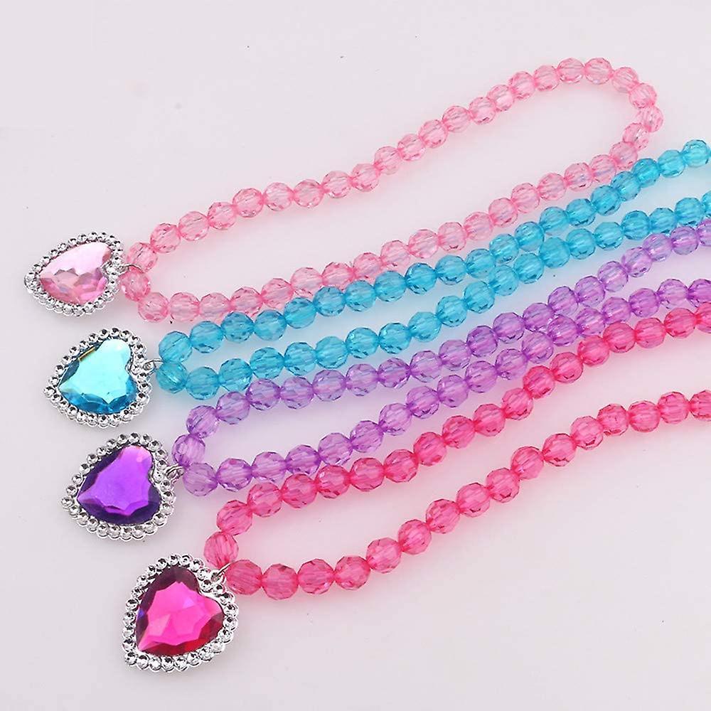 4 bộ công chúa giả vờ trang sức vòng cổ công chúa/trang sức đeo tay màu đỏ tím