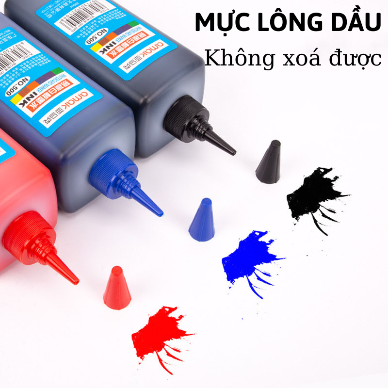 Mực Đổ Bút Lông Dầu Không Xoá Được Chai Lớn 500ml