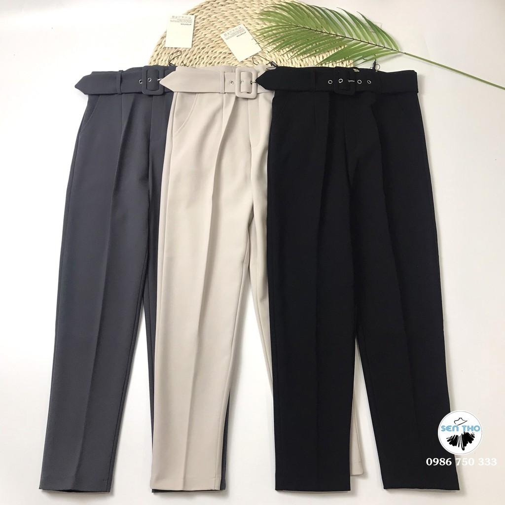 Quần Baggy Nữ Kèm Đai Dài Cạp Cao Sang Chảnh Cá Tính Vải Cao Cấp Form Dáng Công Sở