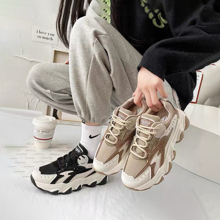 Giày thể thao nữ GEMI - giày ullzzang màu Kaki- Đen, tăng chiều cao, nhẹ,êm chân- M7196