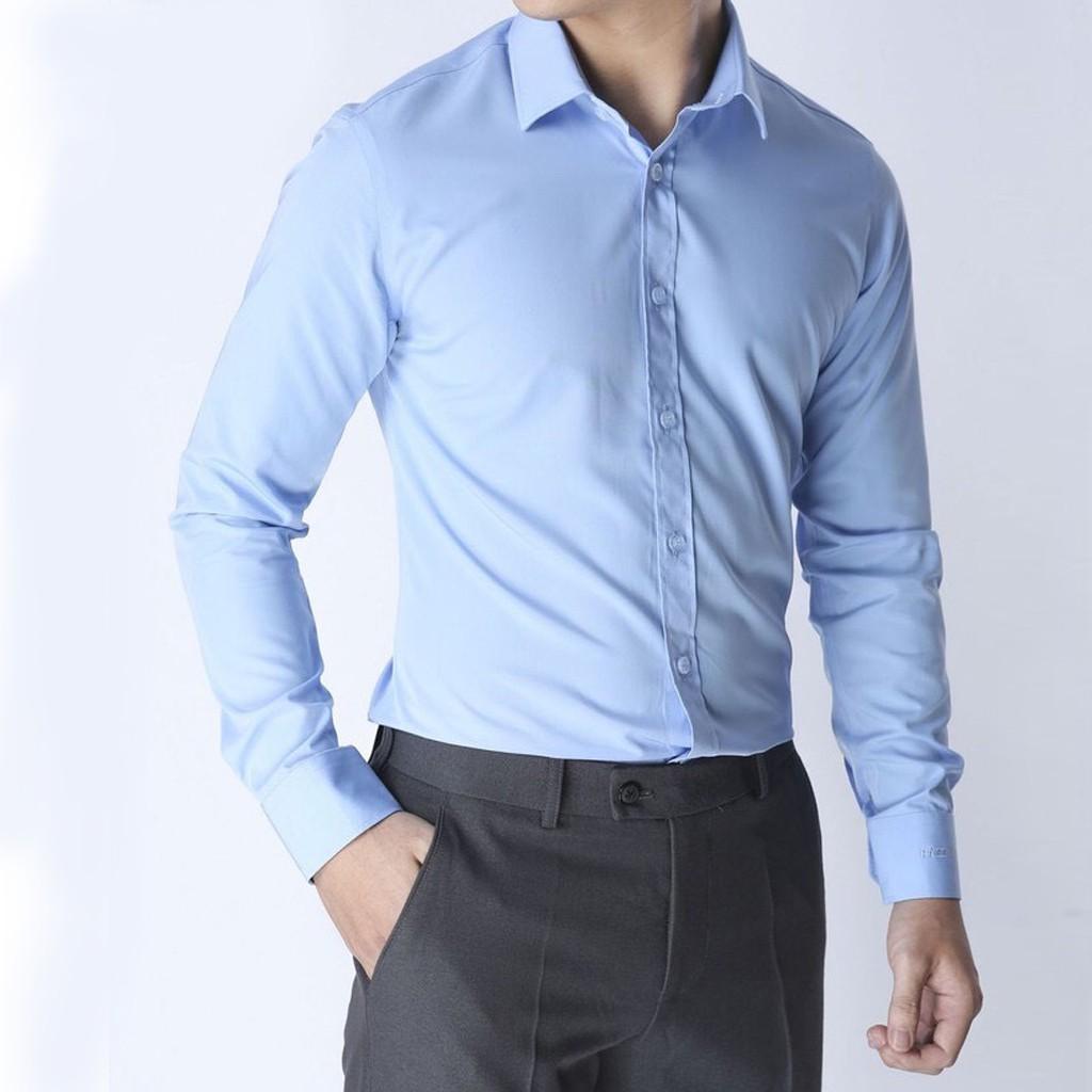 Áo Sơ Mi Mam Dài Tay Hàn Quốc Dáng Ôm Sơ Cổ Bẻ Vải Lụa Thái Chống Nhăn Chống Xù