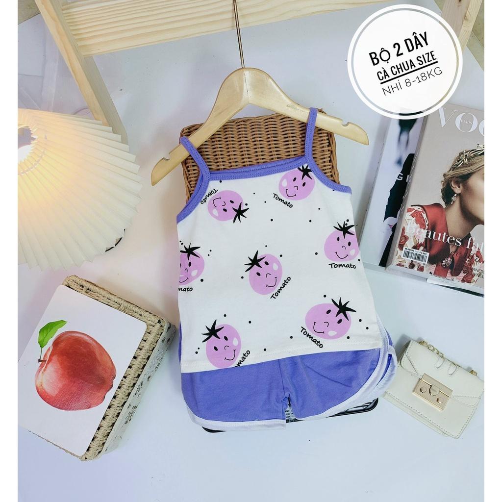 Bộ hai dây cotton hình cà chua cho bé gái từ 7 - 18kg