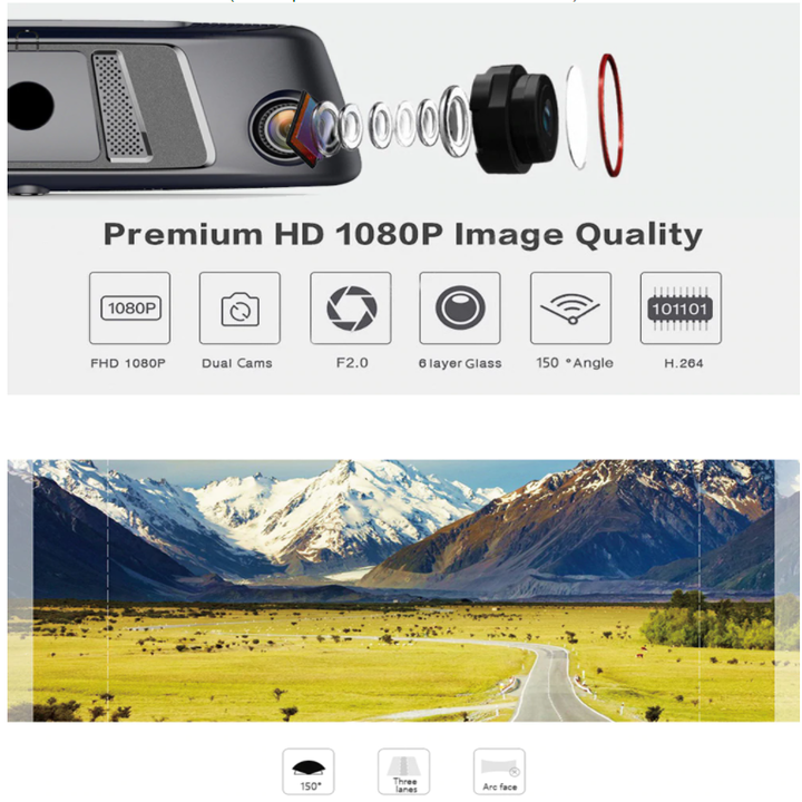 Camera hành trình cao cấp Whexune K950 tích hợp 4 camera, Android 5.1 Wifi 3G/4G GPS - Ram 2GB,Rom 32GB - Hàng Nhập Khẩu