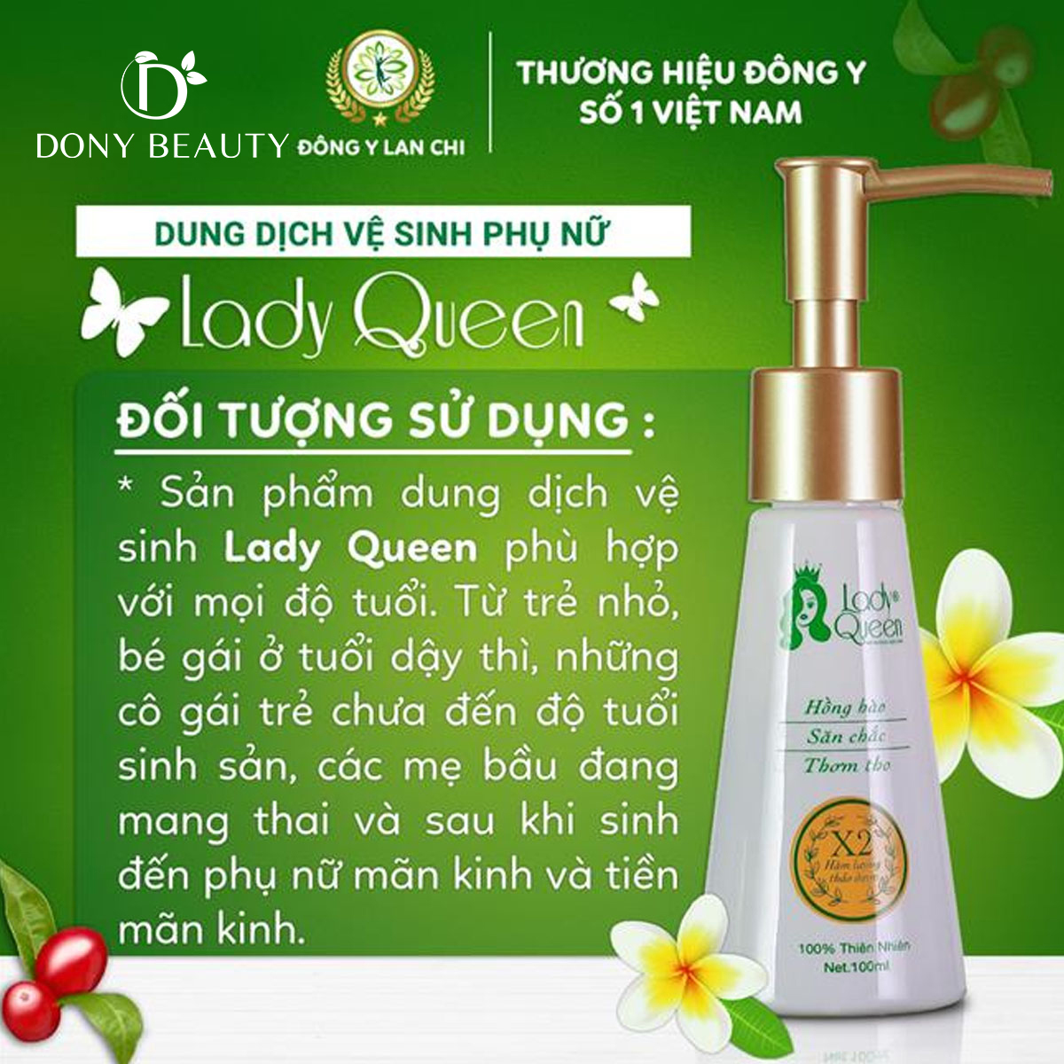 Dung Dịch Vệ Sinh Nữ Duy Trì Độ PH, Làm Sạch Nhẹ Dịu, Giảm Nấm Ngứa, Khử Mùi Hôi Lady Queen