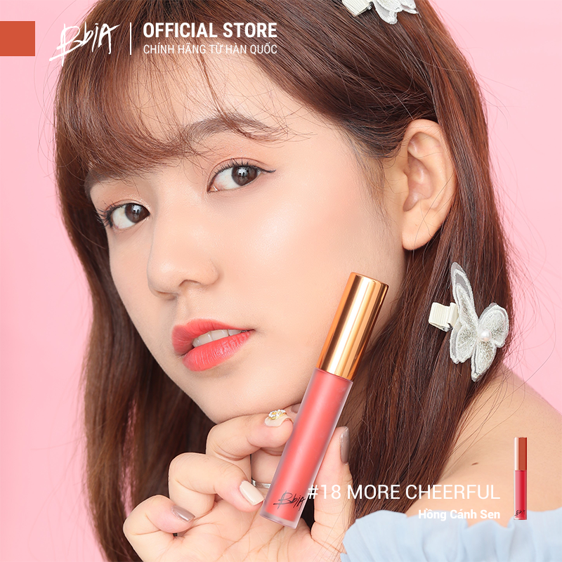 Son kem lì Bbia Last Velvet Lip Tint - 18 More Cheerful 5g (Màu hồng tươi)