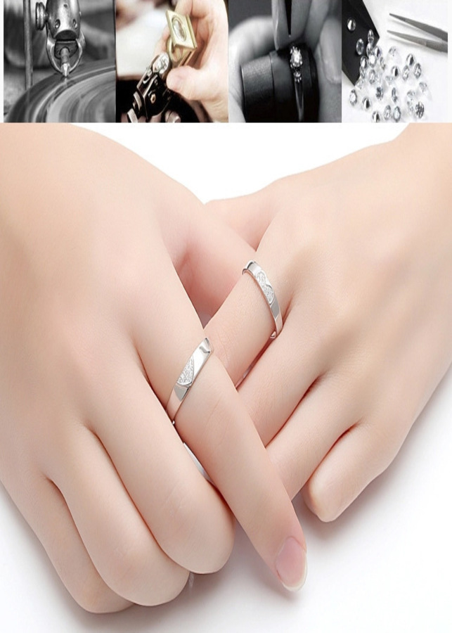 Nhẫn cặp nhẫn đôi hình nửa trái tim xinh xắn NC01