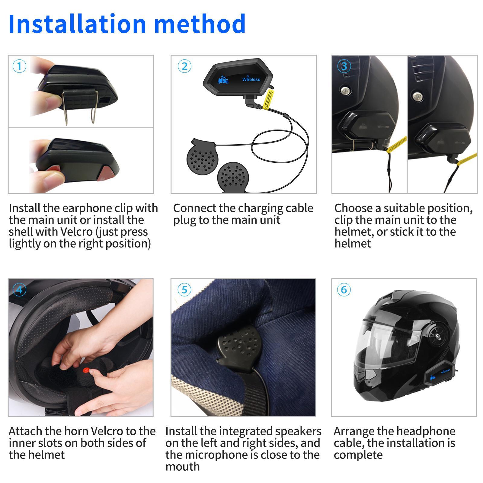 Motorcycle Bluetooth Headset Waterproof Connect to Interphone for Helmets Snowboarding