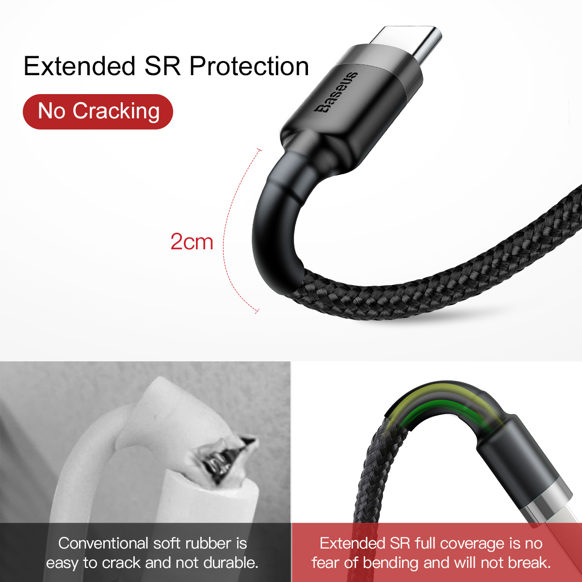 Cáp sạc nhanh, truyền dữ liệu tốc độ cao Baseus Cafule Type C v2 cho Samsung / Xiaomi/ Huawei/ Oppo/Nokia - Hàng chính hãng