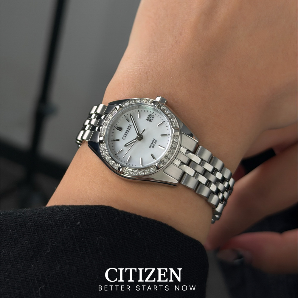 Đồng Hồ Nữ Citizen Pin-Quartz Đính Đá Swarovski Dây Thép Không Gỉ EU6060-55D - Mặt Xà Cừ (26mm)