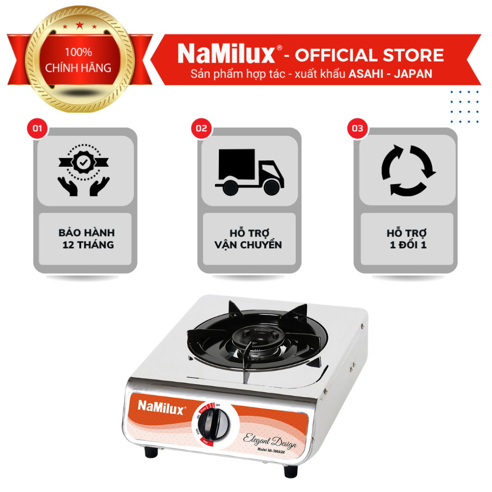 Bếp Gas Đơn NaMilux NH-260ASM - Bạc Inox - Hàng chính hãng