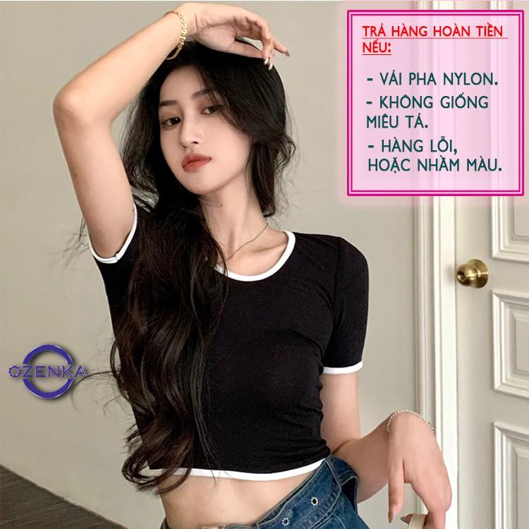 Áo croptop nữ cổ vuông, áo croptop ôm tay ngắn sexy thun gân 100% cotton nhiều màu hàng đẹp