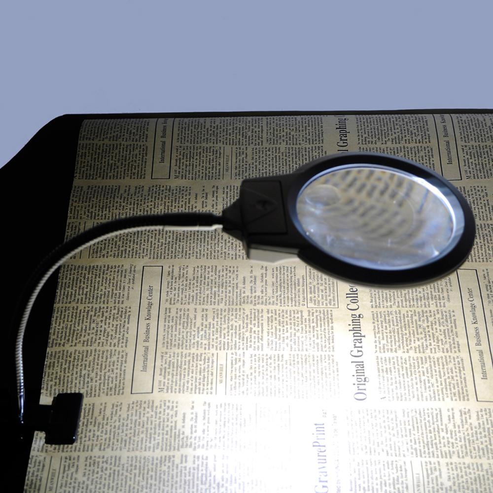 Pro Flexible Hands Free Magnifying Glass Desk Lamp Bright LED Lighted Gooseneck Magnifier with Clamp for Reading Diamond