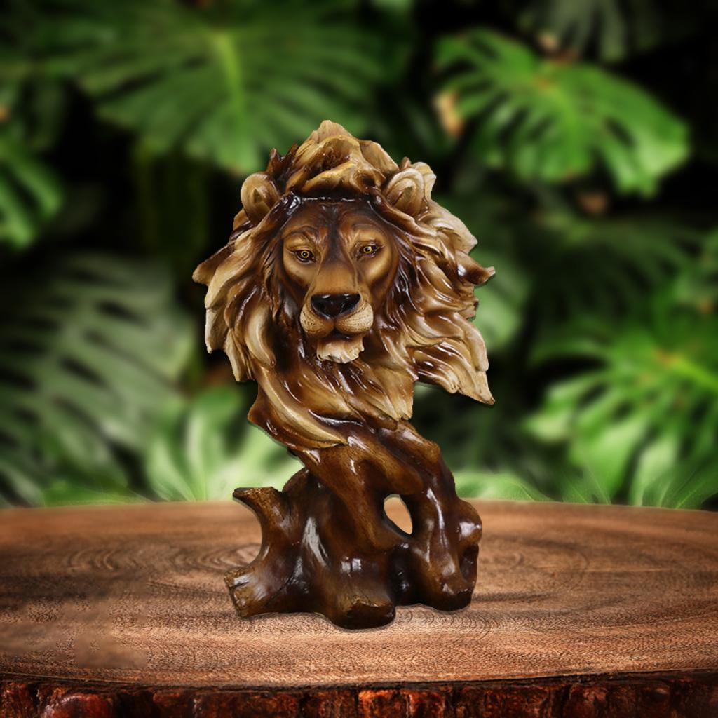 2x Animal Head Statue Decoration Desktop Figurine Retro Sculpture Gift